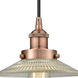 Edison Halophane 1 Light 9 inch Antique Copper Mini Pendant Ceiling Light