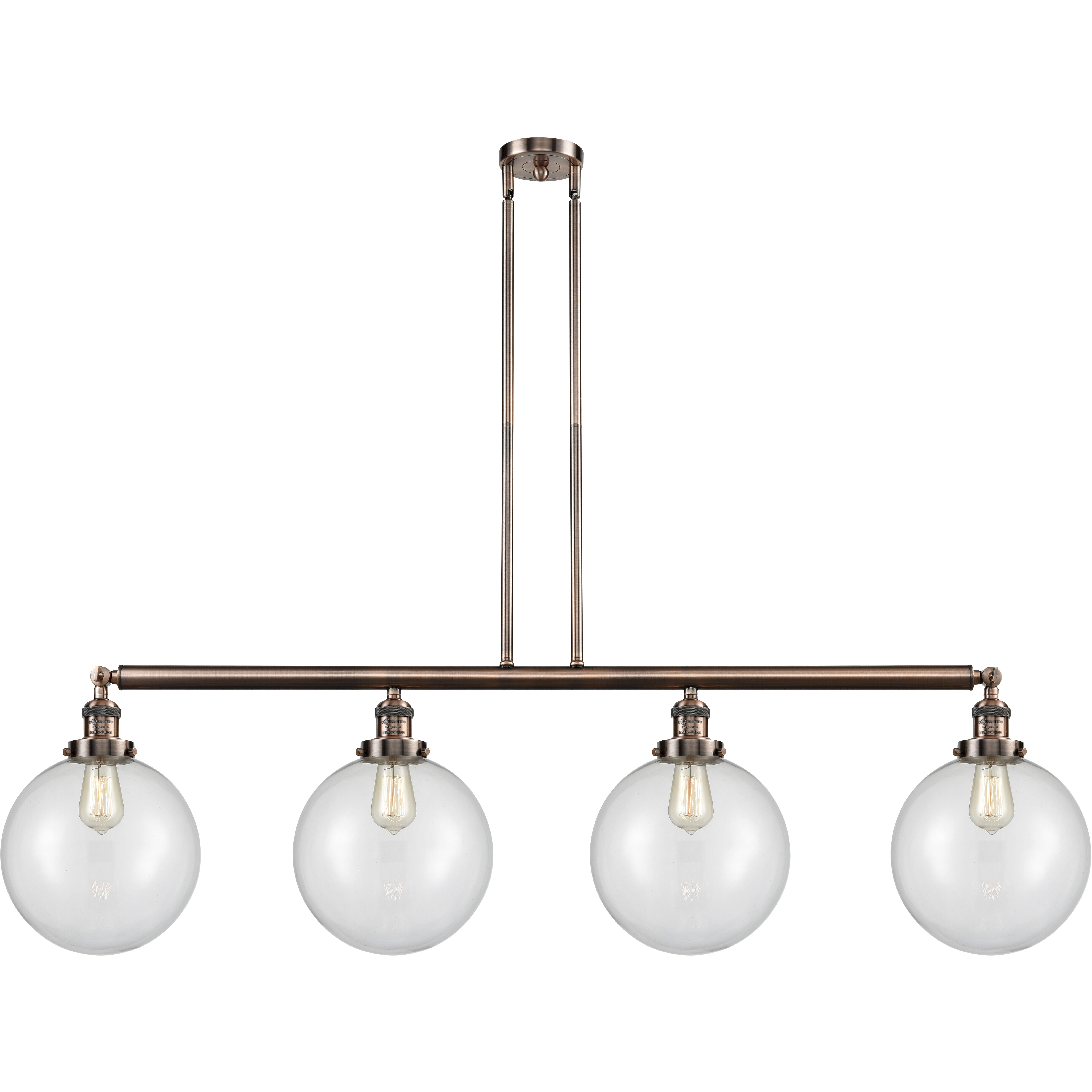 Franklin Restoration X-Large Beacon LED 54 inch Antique Copper Island Light Ceiling Light in Clear Glass, Franklin Restoration