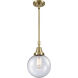 Franklin Restoration Beacon 1 Light 8 inch Antique Brass Mini Pendant Ceiling Light in Seedy Glass