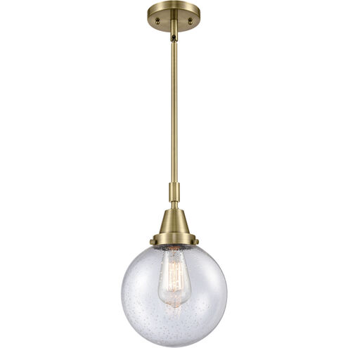 Franklin Restoration Beacon 1 Light 8 inch Antique Brass Mini Pendant Ceiling Light in Seedy Glass