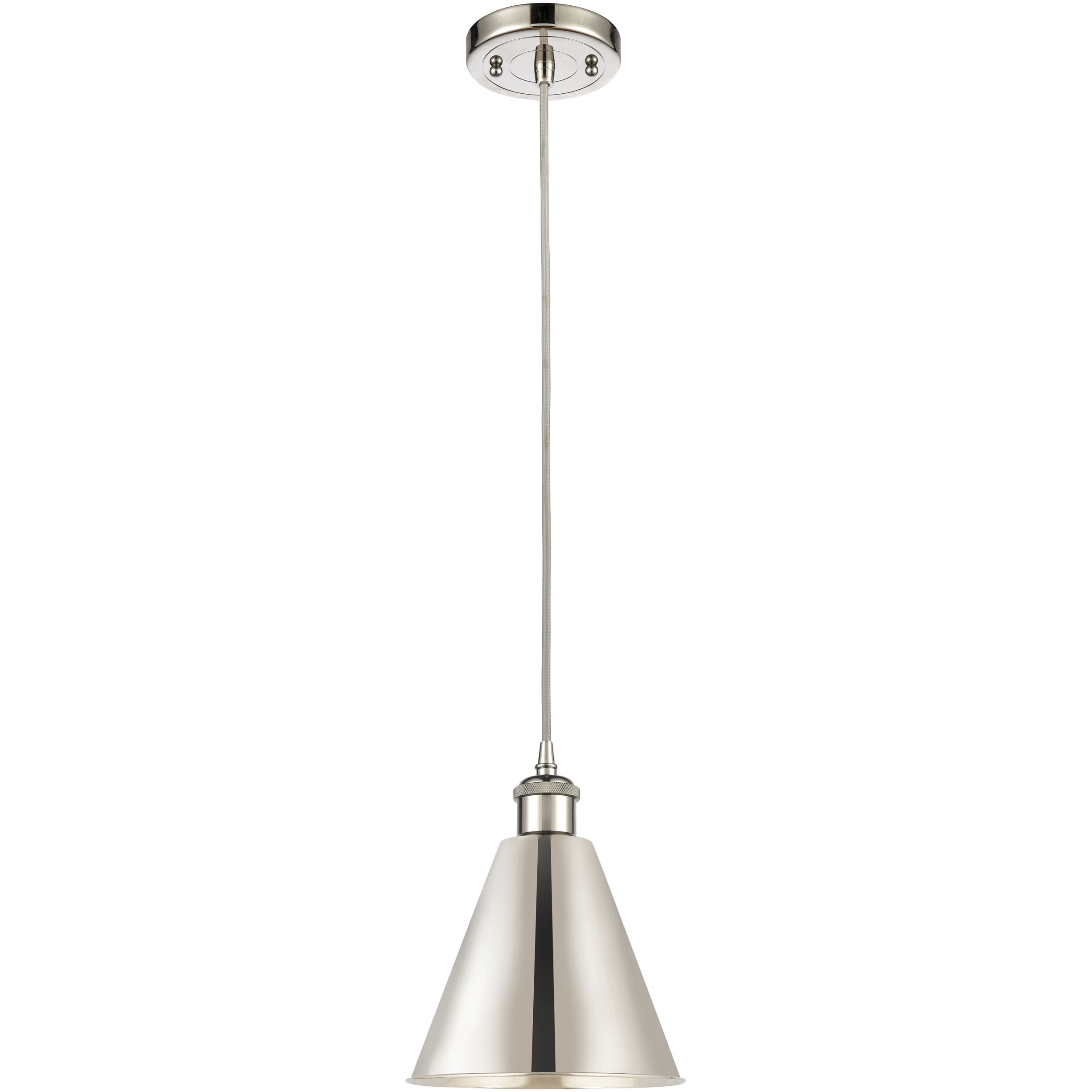 Ballston Cone LED 8 inch Polished Nickel Mini Pendant Ceiling Light