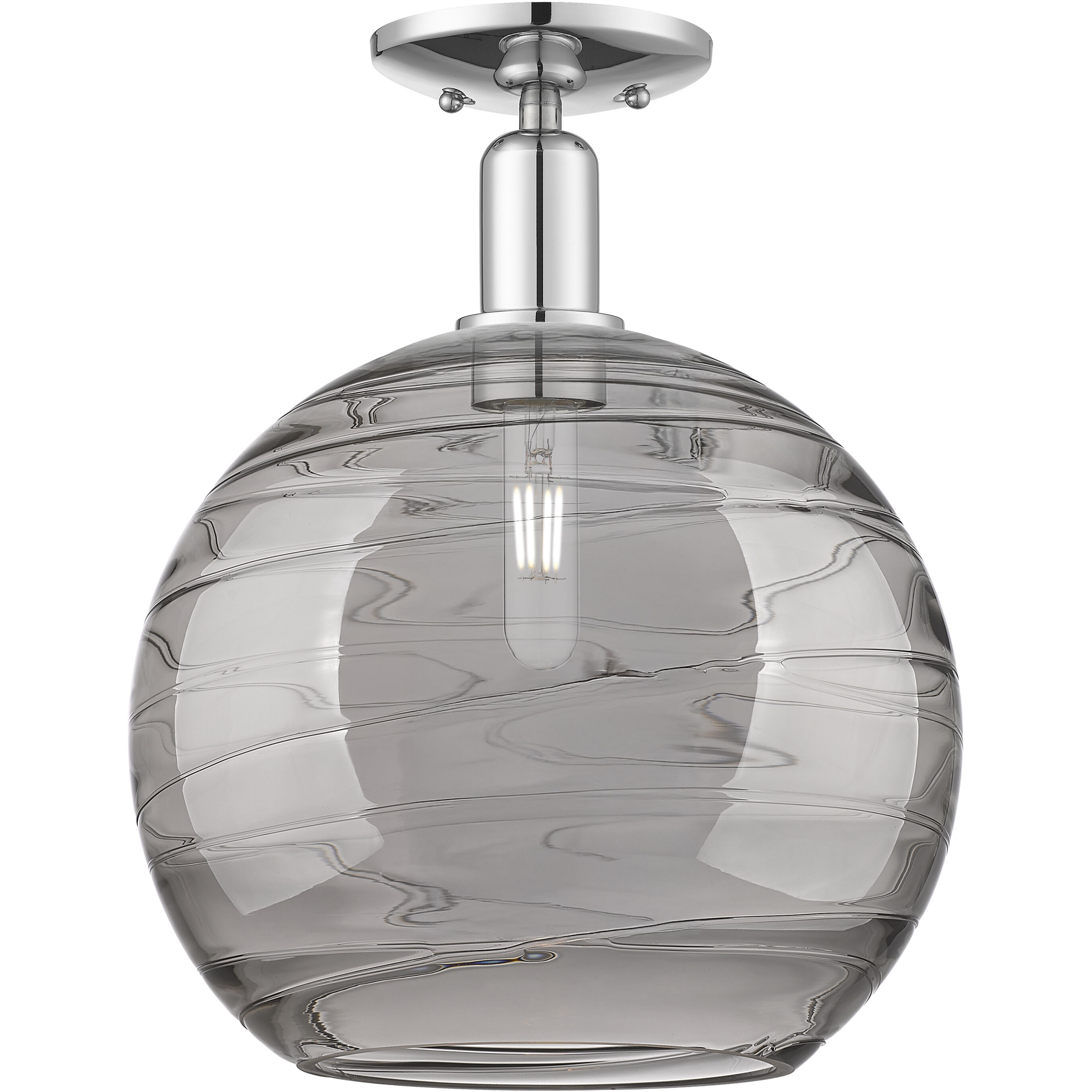 Arcadia Athens Deco Swirl 1 Light 12 inch Polished Chrome Semi-Flush Mount Ceiling Light