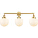 Franklin Restoration Large Beacon LED 32 inch Satin Gold Bath Vanity Light Wall Light in Matte White Glass, Franklin Restoration