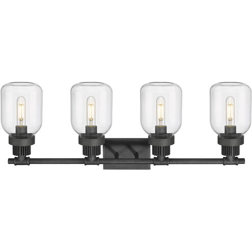 Somers 4 Light 33.25 inch Weathered Zinc Bath Vanity Light Wall Light in Clear Glass