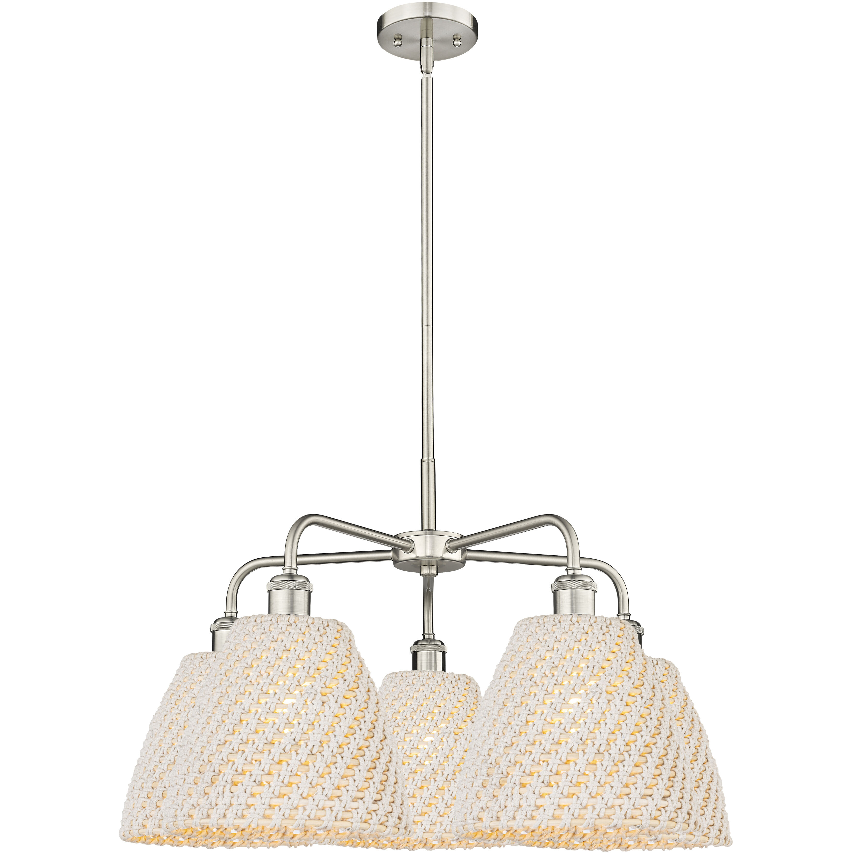 Ballston Bristol Natural 5 Light 27.5 inch Satin Nickel Chandelier Ceiling Light