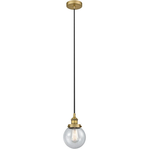 Edison Beacon LED 6 inch Brushed Brass Mini Pendant Ceiling Light
