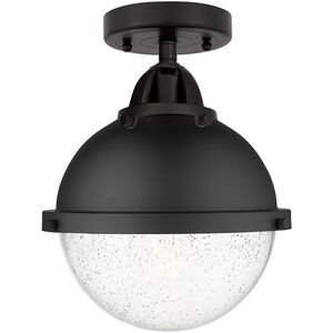 Nouveau 2 Hampden 1 Light 9 inch Matte Black Semi-Flush Mount Ceiling Light in Seedy Glass
