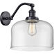 Franklin Restoration X-Large Bell 1 Light 12 inch Matte Black Sconce Wall Light in Clear Glass, Franklin Restoration
