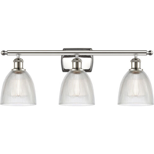 Ballston Castile 3 Light 26 inch Polished Nickel Bath Vanity Light Wall Light in Clear Glass, Ballston