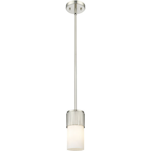 Bolivar 1 Light 4 inch Satin Nickel Pendant Ceiling Light in Matte White Glass