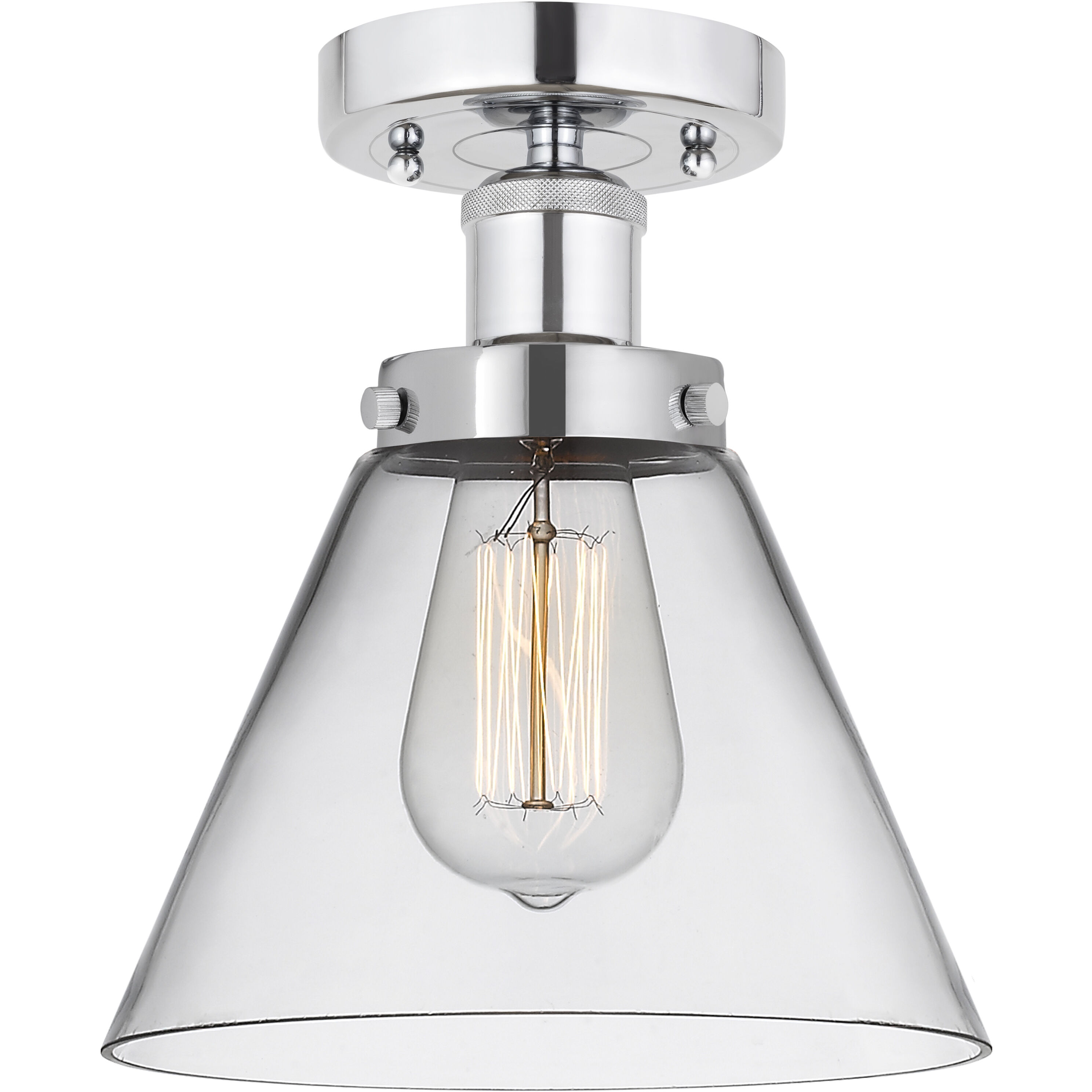 Cone 1 Light 7.75 inch Polished Chrome Semi-Flush Mount Ceiling Light