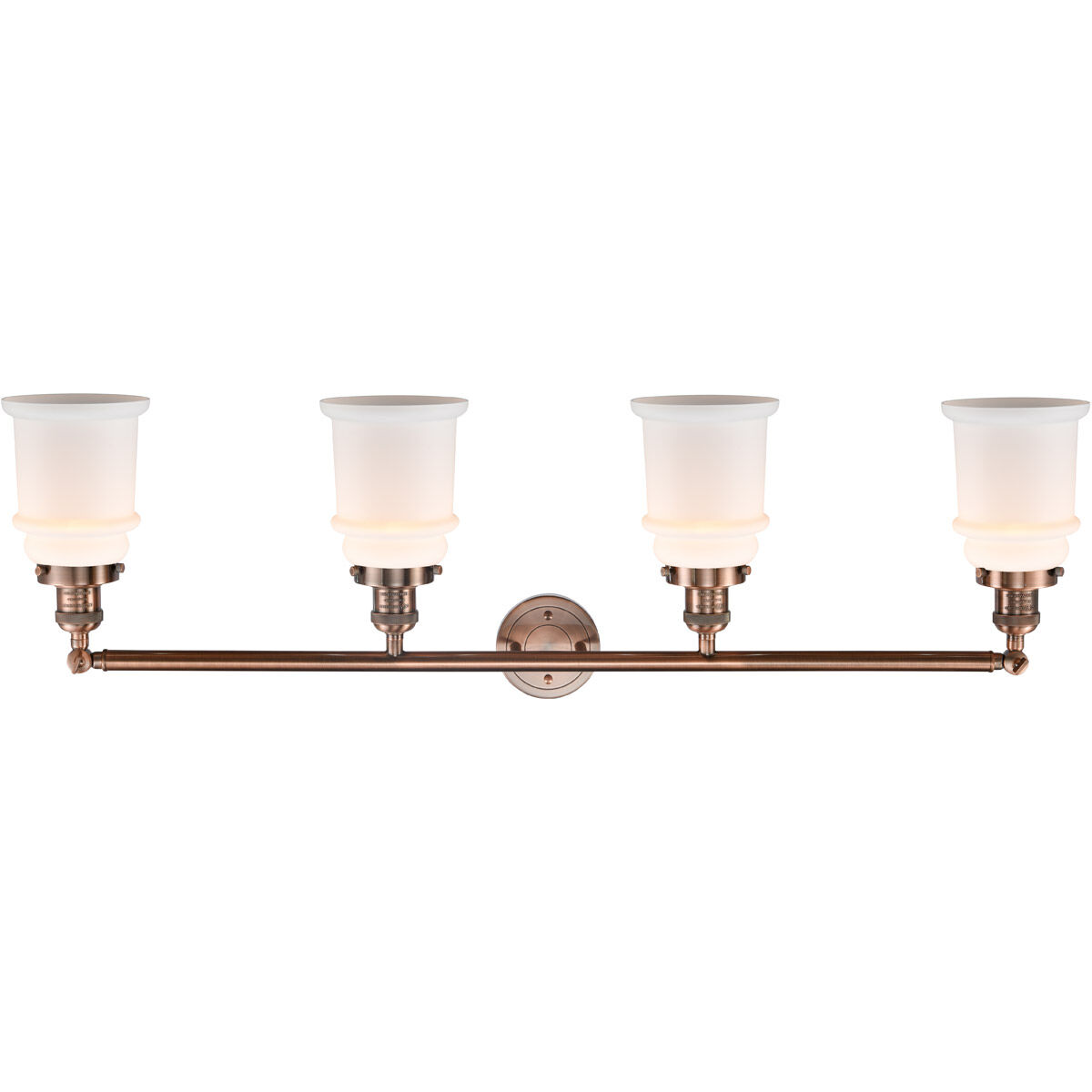 Franklin Restoration Canton 4 Light 42 inch Antique Copper Bath Vanity Light Wall Light in Matte White Glass, Franklin Restoration