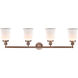 Franklin Restoration Canton 4 Light 42 inch Antique Copper Bath Vanity Light Wall Light in Matte White Glass, Franklin Restoration