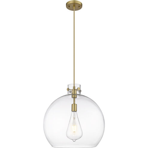 Newton Sphere 1 Light 18 inch Brushed Brass Pendant Ceiling Light in Clear Glass