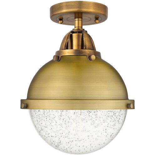 Nouveau 2 Hampden 1 Light 9 inch Brushed Brass Semi-Flush Mount Ceiling Light in Seedy Glass