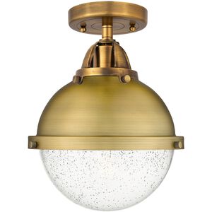 Nouveau 2 Hampden 1 Light 9 inch Brushed Brass Semi-Flush Mount Ceiling Light in Seedy Glass