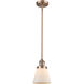 Franklin Restoration Cone LED 6 inch Antique Copper Mini Pendant Ceiling Light in Matte White, Franklin Restoration