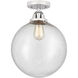 Nouveau 2 Beacon LED 12 inch Polished Chrome Semi-Flush Mount Ceiling Light in Seedy Glass