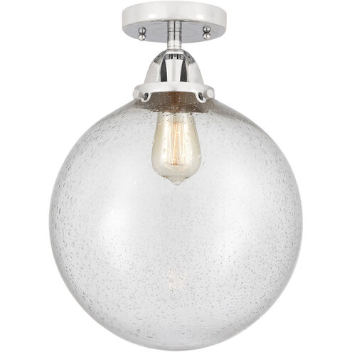 Nouveau 2 Beacon LED 12 inch Polished Chrome Semi-Flush Mount Ceiling Light in Seedy Glass