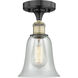 Hanover 1 Light 6.25 inch Black Antique Brass Flush Mount Ceiling Light in Fishnet