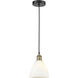 Edison Dome 1 Light 7.5 inch Black Antique Brass Mini Pendant Ceiling Light in Matte White Glass