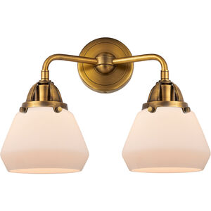 Nouveau 2 Fulton LED 15 inch Brushed Brass Bath Vanity Light Wall Light in Matte White Glass