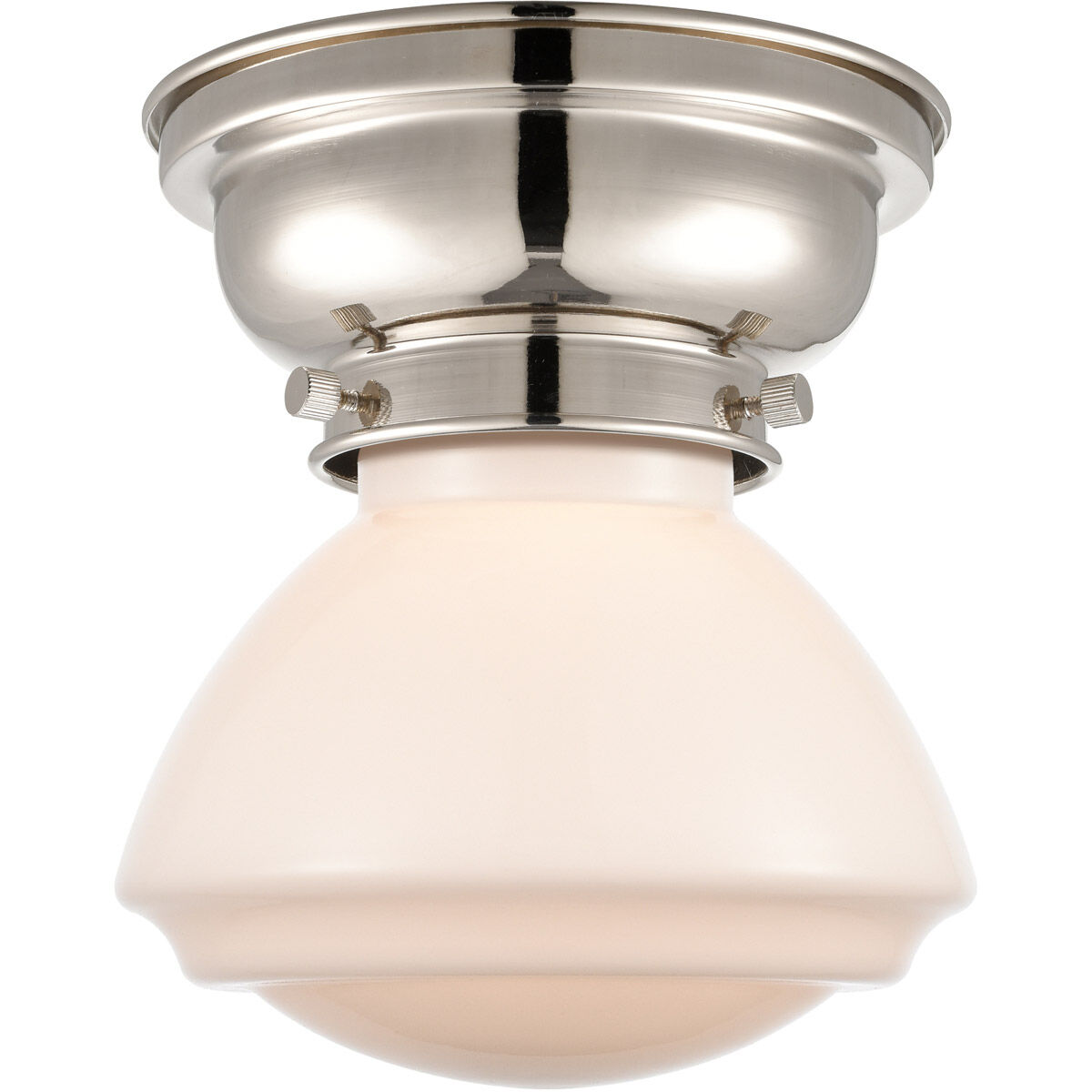 Aditi Olean 1 Light 7 inch Polished Nickel Flush Mount Ceiling Light in Matte White Glass, Aditi