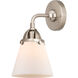 Nouveau 2 Small Cone LED 6.25 inch Brushed Satin Nickel Sconce Wall Light in Matte White Glass