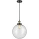 Franklin Restoration Beacon LED 12 inch Black Antique Brass Mini Pendant Ceiling Light in Seedy, Franklin Restoration