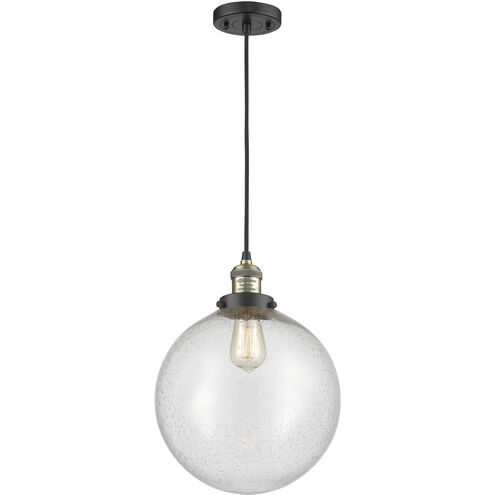 Franklin Restoration Beacon LED 12 inch Black Antique Brass Mini Pendant Ceiling Light in Seedy, Franklin Restoration