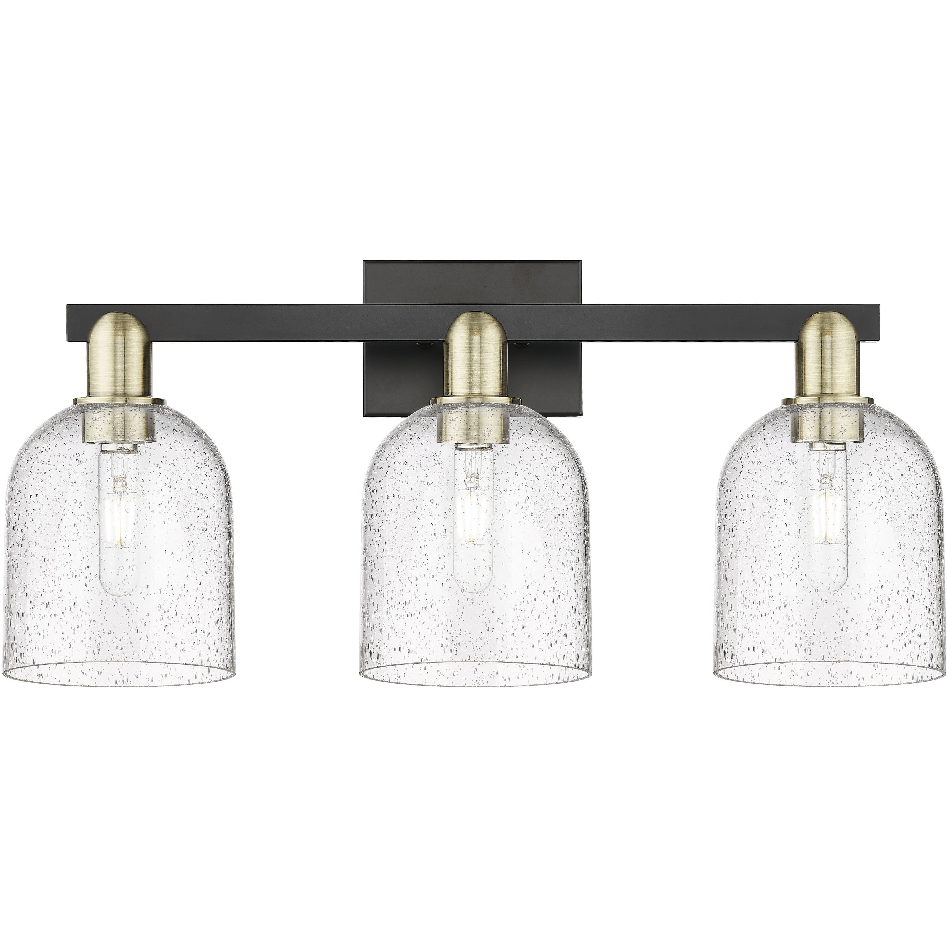 Arcadia Bella 3 Light 24.5 inch Black Antique Brass Bath Vanity Light Wall Light in Seedy