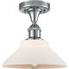 Edison Orwell 1 Light 8.38 inch Polished Chrome Semi-Flush Mount Ceiling Light in Matte White Glass