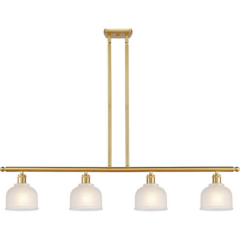 Ballston Dayton LED 48 inch Satin Gold Island Light Ceiling Light in White Glass, Ballston