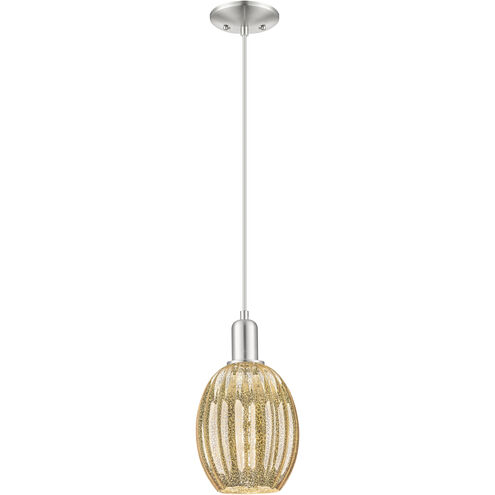 Preston 1 Light 6.25 inch Brushed Satin Nickel Mini Pendant Ceiling Light in Mercury Glass