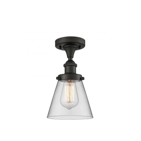 Ballston Small Cone 1 Light 6 inch Oil Rubbed Bronze Semi-Flush Mount Ceiling Light in Clear Glass, Ballston
