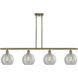 Ballston Athens LED 48 inch Antique Brass Island Light Ceiling Light in Clear Crackle Glass, Ballston
