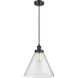 Ballston X-Large Cone 1 Light 8 inch Matte Black Mini Pendant Ceiling Light in Seedy Glass