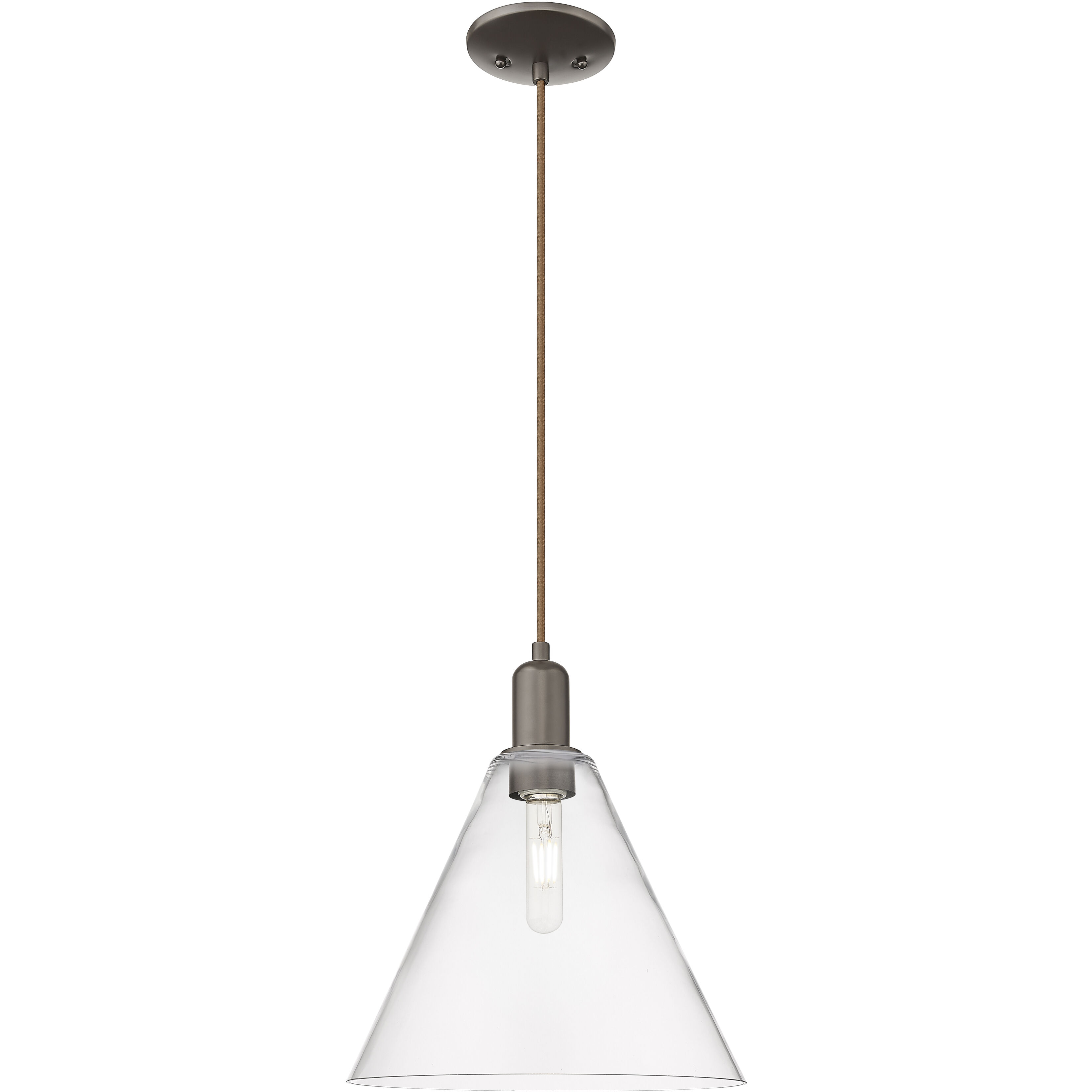 Arcadia Berkshire Glass 1 Light 12 inch Oil Rubbed Bronze Mini Pendant Ceiling Light in Clear