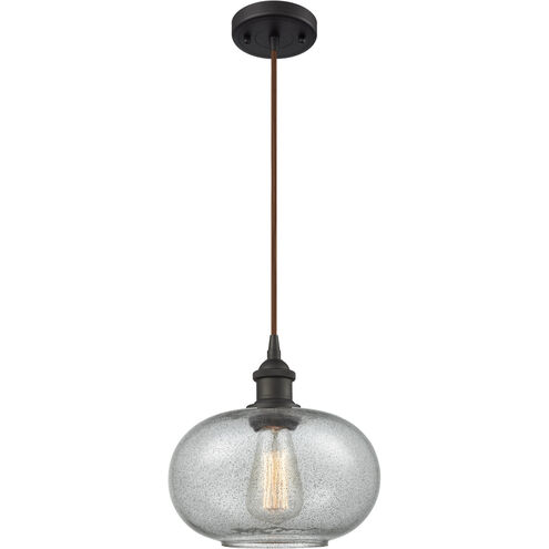 Ballston Gorham 1 Light 9.5 inch Oil Rubbed Bronze Mini Pendant Ceiling Light in Charcoal Glass, Black Textured, Ballston