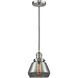 Franklin Restoration Fulton LED 7 inch Brushed Satin Nickel Mini Pendant Ceiling Light in Plated Smoke, Franklin Restoration