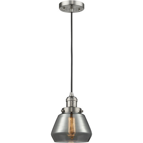 Franklin Restoration Fulton LED 7 inch Brushed Satin Nickel Mini Pendant Ceiling Light in Plated Smoke, Franklin Restoration