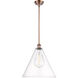 Ballston Cone 1 Light 16 inch Antique Copper Pendant Ceiling Light in Clear Glass