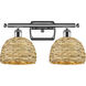 Woven Rattan 2 Light 18 inch Polished Chrome Bath Vanity Light Wall Light