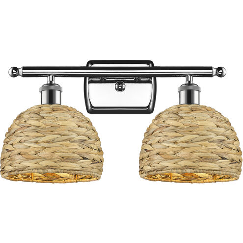 Woven Rattan 2 Light 18 inch Polished Chrome Bath Vanity Light Wall Light