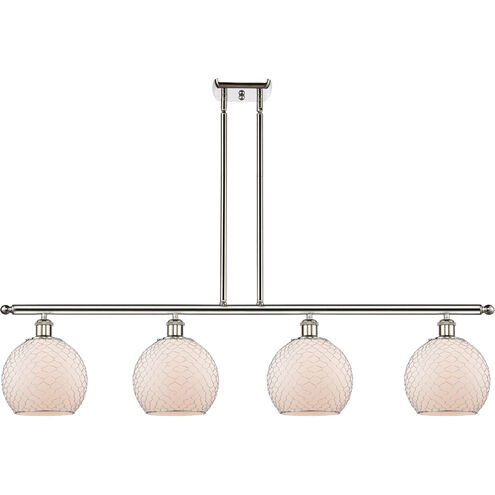 Ballston Farmhouse Chicken Wire LED 48 inch Polished Nickel Island Light Ceiling Light, Ballston