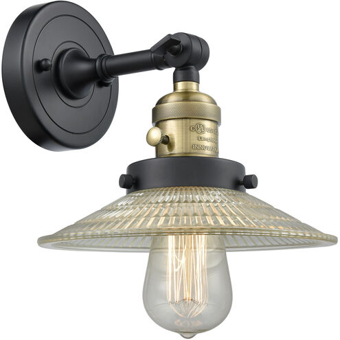 Franklin Restoration Halophane LED 9 inch Black Antique Brass Sconce Wall Light, Franklin Restoration