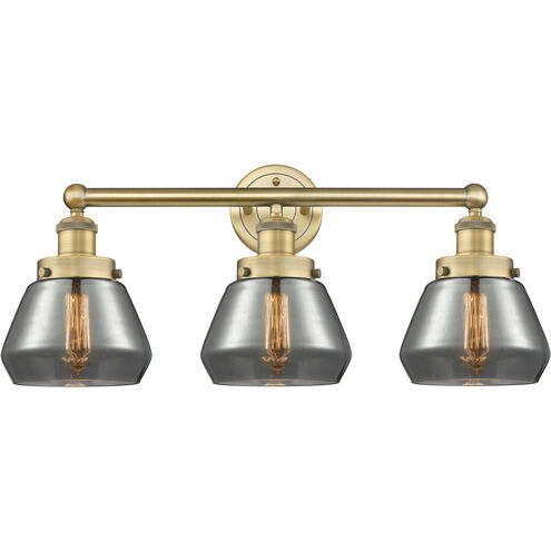 Fulton 3 Light 24.5 inch Brushed Brass Bath Vanity Light Wall Light in Plated Smoke