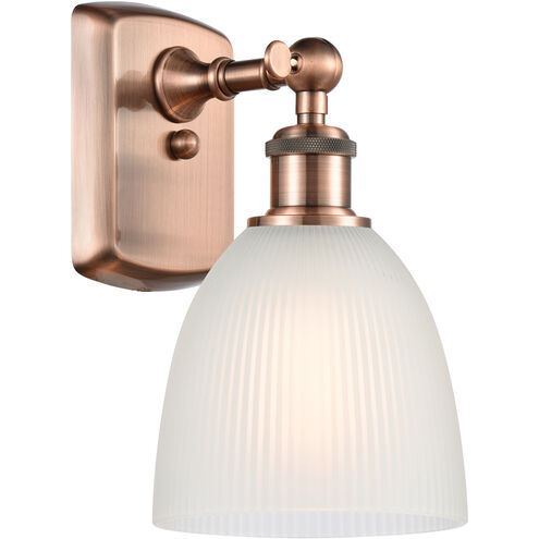 Ballston Castile LED 6 inch Antique Copper Sconce Wall Light in White Glass, Ballston