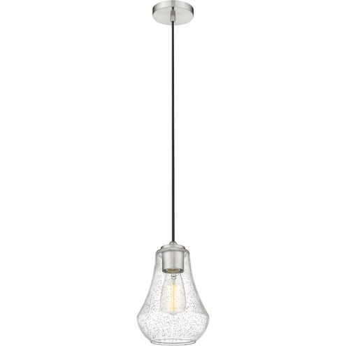 Fairfield LED 7 inch Brushed Satin Nickel Mini Pendant Ceiling Light in Seedy Glass