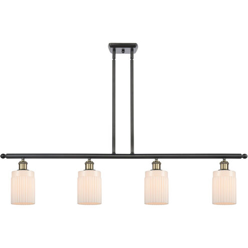 Ballston Hadley 4 Light 48 inch Black Antique Brass Island Light Ceiling Light in Matte White Glass, Ballston